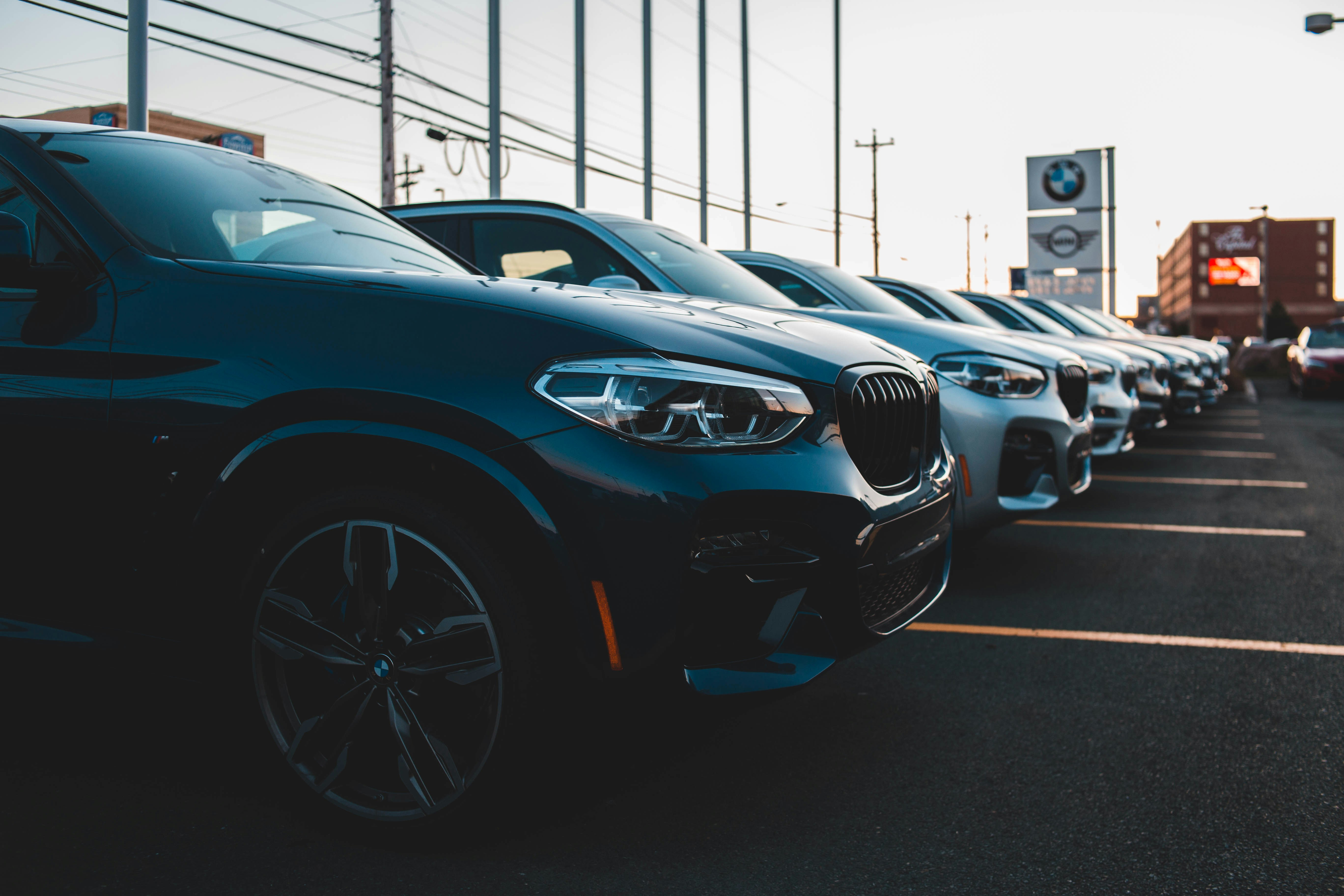 Cars parked in a BMW lot