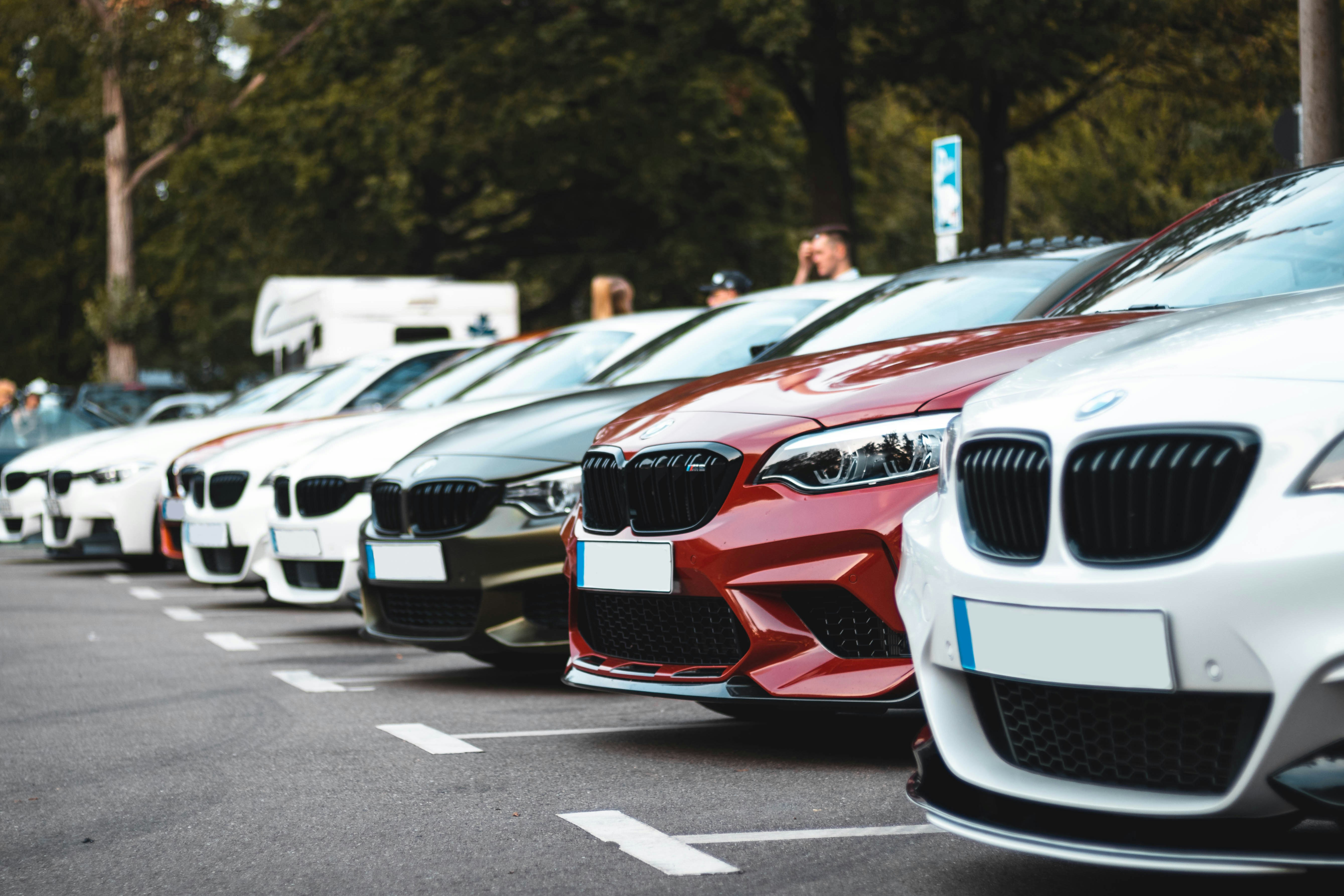 Cars lined up in a lot