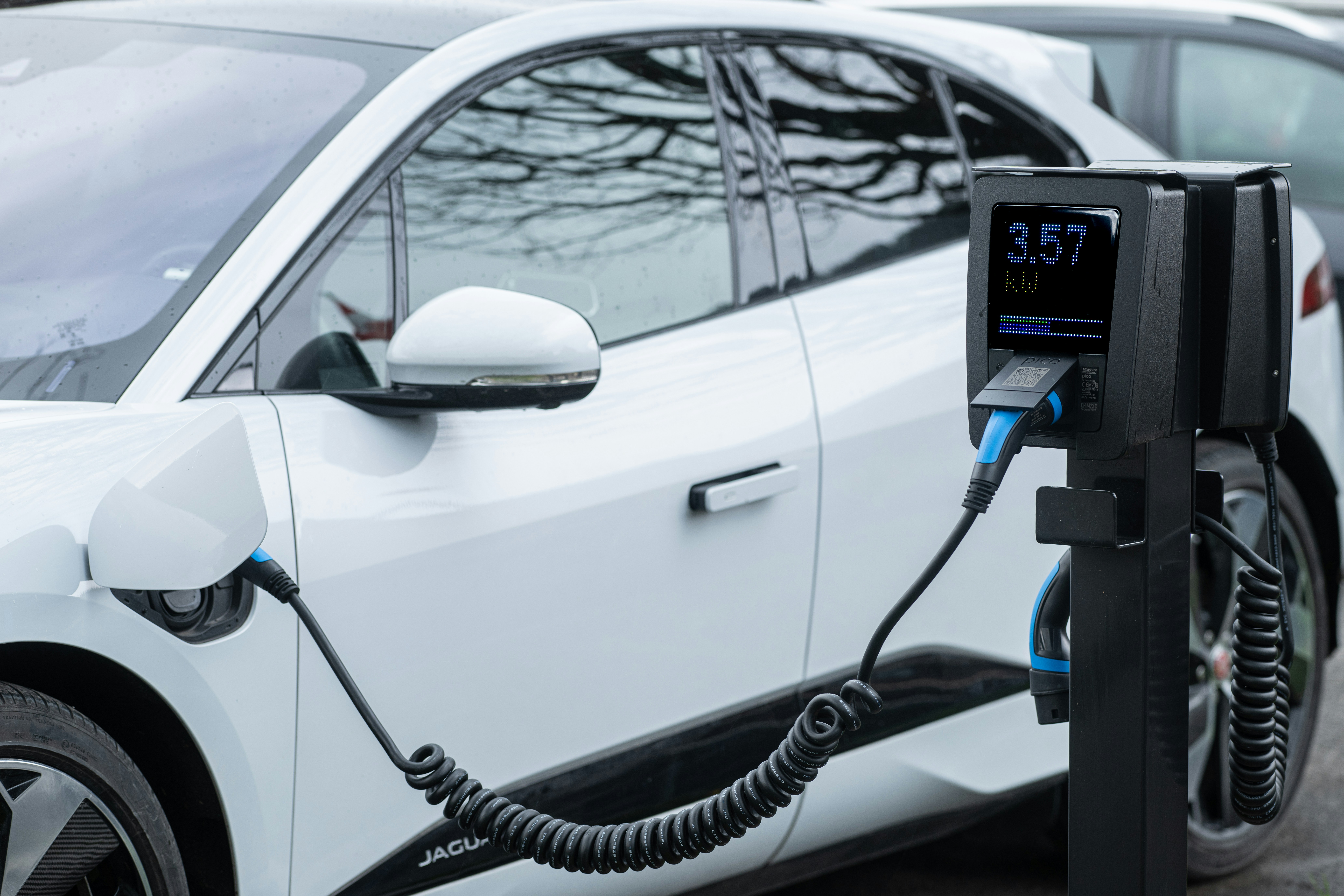 An electric car being charged